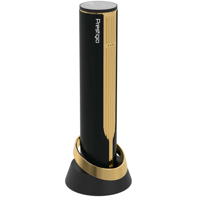 Prestigio Maggiore, smart wine opener, 100% automatic, opens up to 70 bottles without recharging, foil cutter included, premium design, 480mAh battery, Dimensions D 48*H228mm, black + gold color. — image 3
