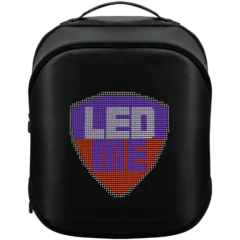 Prestigio LEDme MAX backpack, animated backpack with LED display, Nylon+TPU material, connection via bluetooth, dimensions 42*31.5*20cm, LED display 64*64 pixels, black color.