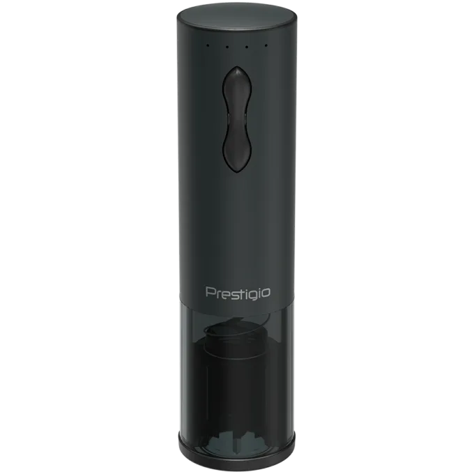 Prestigio Bolsena, smart wine opener, simple operation with 2 buttons, aerator, vacuum stopper preserver, foil cutter, opens up to 80 bottles without recharging, 500mAh battery, Dimensions D 48.2*H183mm, black color. — image 1