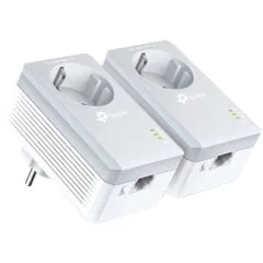 AV600 Powerline Adapter with AC Pass Through Starter Kit, Ultra Compact Size, 500Mbps Powerline Datarate, 1 Fast Ethernet port, HomePlug AV, Green Powerline, Plug and Play, Twin Pack