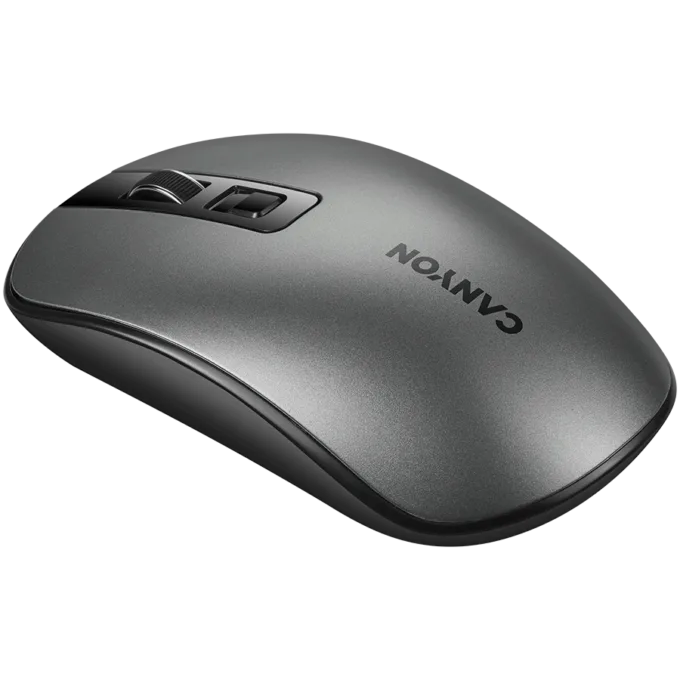 CANYON MW-18, 2.4GHz Wireless Rechargeable Mouse with Pixart sensor, 4keys, Silent switch for right/left keys,DPI: 800/1200/1600, Max. usage 50 hours for one time full charged, 300mAh Li-poly battery, Dark grey, cable length 0.6m, 116.4*63.3*32.3mm, 0.075kg — image 2