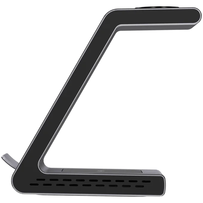 Prestigio ReVolt A8, 3-in-1 wireless charging station for iPhone, Apple Watch, AirPods, wilreless output for phone 7.5W/10W, wireless output for AirPods 5W, wireless output for Apple Watch 2.5W, material: aluminum+tempered glass, space grey color. — image 5