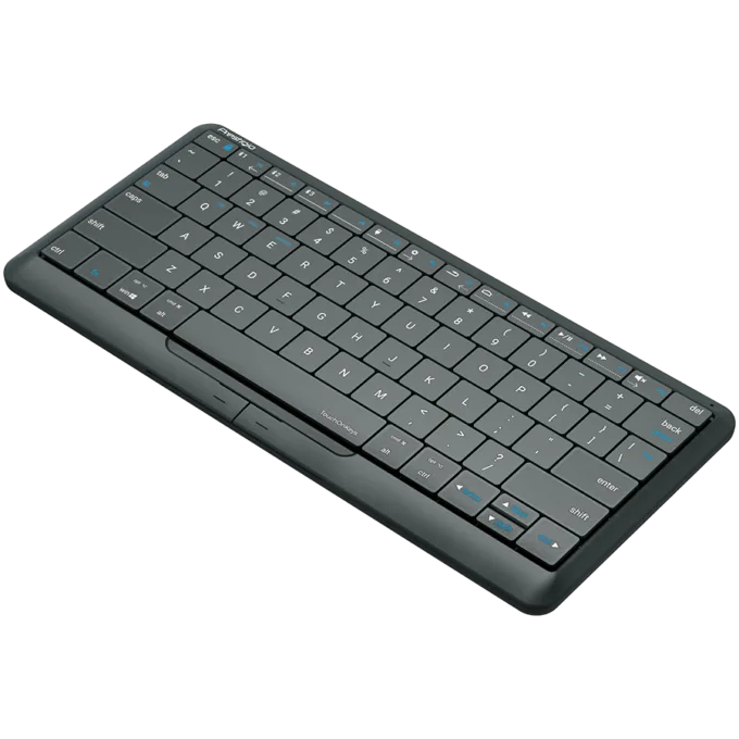 Prestigio Click&Touch 2, wireless multimedia smart keyboard with touchpad embedded into keys, auto-switch between keyboard and touchpad modes, touch multimedia sliders, left and right physical "mouse" buttons, connects up to 5 devices via Bluetooth and Type-C, Clevetura App. KB layout: ENG, color: space grey — image 4