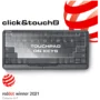 Prestigio Click&Touch 2, wireless multimedia smart keyboard with touchpad embedded into keys, auto-switch between keyboard and touchpad modes, touch multimedia sliders, left and right physical "mouse" buttons, connects up to 5 devices via Bluetooth and Type-C, Clevetura App. KB layout: ENG, color: space grey