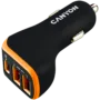 CANYON C-08, Universal 3xUSB car adapter, Input 12V-24V, Output DC USB-A 5V/2.4A(Max) + Type-C PD 18W, with Smart IC, Black+Orange with rubber coating, 71*39*26.2mm, 0.028kg