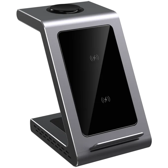 3 in 1 wireless charger Input:5V3A/9V2A/12V1.5A(QC3.0 or PD18W) Wireless: 9V1.1A/5V1.5A (7.5W/10W) Wireless for TWS: 5V 1A(Max) Wireless for Samsung: 5V 0.3A(1.5W), Aluminum+Tempered Glass — image 3