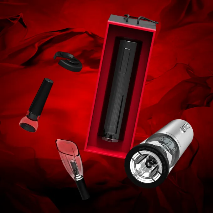 Prestigio Nemi, smart wine opener, simple operation with 2 buttons, aerator, vacuum stopper preserver, foil cutter, opens up to 70 bottles without recharging, 600mAh battery, Dimensions D 48.2*H183mm, silver color. — image 9
