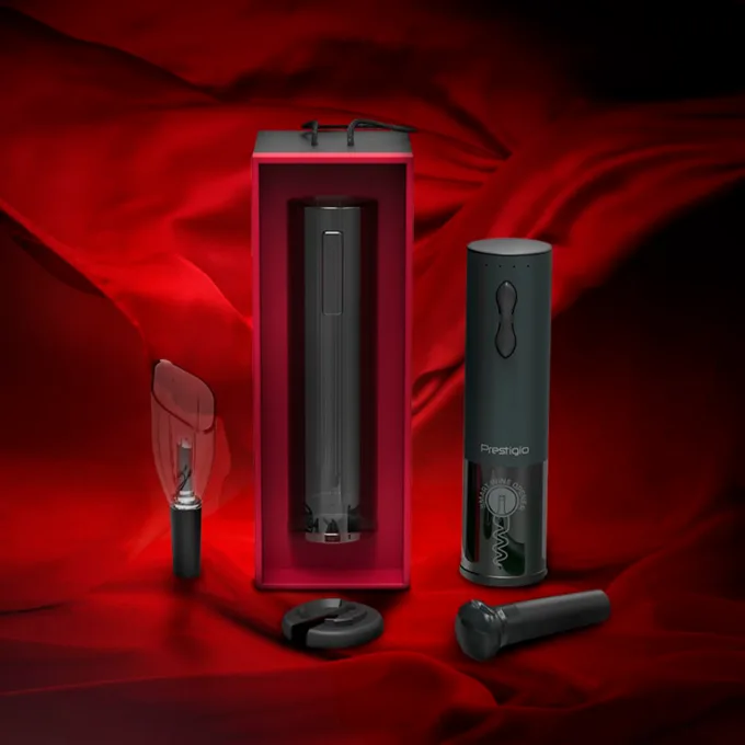 Prestigio Bolsena, smart wine opener, simple operation with 2 buttons, aerator, vacuum stopper preserver, foil cutter, opens up to 80 bottles without recharging, 500mAh battery, Dimensions D 48.2*H183mm, black color. — image 10