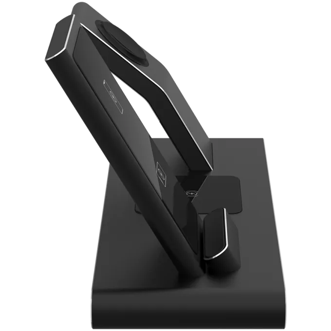 Prestigio ReVolt A7, 3-in-1 wireless charging station for iPhone, Apple Watch, AirPods, wilreless output for phone 7.5W/10W, wireless output for AirPods 5W, wireless output for Apple Watch 2.5W, material: aluminum+tempered glass, black color — image 8