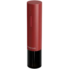 Prestigio Valenze, smart wine opener, simple operation with 2 buttons, aerator, vacuum stopper preserver, foil cutter, opens up to 80 bottles without recharging, 500mAh battery, Dimensions D 48.5*H220mm, red color