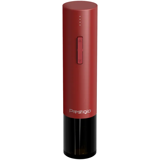 Prestigio Valenze, smart wine opener, simple operation with 2 buttons, aerator, vacuum stopper preserver, foil cutter, opens up to 80 bottles without recharging, 500mAh battery, Dimensions D 48.5*H220mm, red color — image 2
