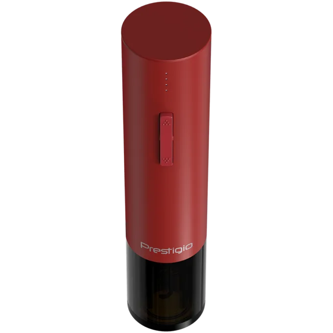 Prestigio Valenze, smart wine opener, simple operation with 2 buttons, aerator, vacuum stopper preserver, foil cutter, opens up to 80 bottles without recharging, 500mAh battery, Dimensions D 48.5*H220mm, red color — image 6