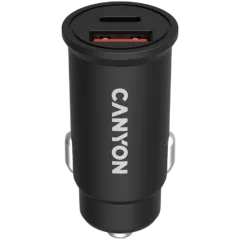 CANYON C-20B03, PD 30W/QC3.0 18W Pocket size car charger with 1-USB A+ 1-USB-C Input: DC12V-24V, Output: USBC: PD30W( 5V3A/9V3A/12V2.5A/15V2A/20V1.5A),USB-A:QC3.0 18W (5V3A