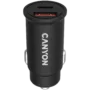 CANYON C-20B03, PD 30W/QC3.0 18W Pocket size car charger with 1-USB A+ 1-USB-C Input: DC12V-24V, Output: USBC: PD30W( 5V3A/9V3A/12V2.5A/15V2A/20V1.5A),USB-A:QC3.0 18W (5V3A