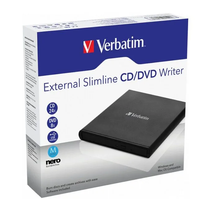 Verbatim External Slimline CD/DVD Writer optical disc drive — image 3
