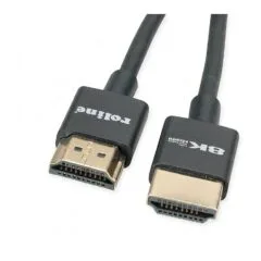 ROLINE 8K HDMI Ultra HD cable with Ethernet, Slim, ST/ST, black, 1 m