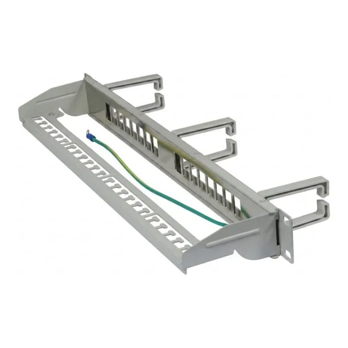 Synergy21 Keystone, Modulträger, 19Patchpanel für 16xTP-Modul, 1HE(t 92mm), Lichtgrau, mit Kabelbügel — image 1