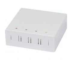 Synergy21 LWL-FTTH Wandgehäuse, für 4 Kupplungen SC-S oder LC-D 80x80 mit Kabelführung, DIN-Rail/Wand, Schrumpf,
