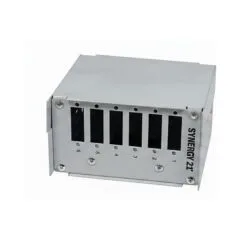Synergy21 LWL patch panel for DIN, 6xSC duplex/LC quad sockets, without couplings, light grey