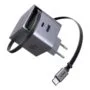 UGREEN X615 65W GaN Fast Charger 1x USB-A 1x USB-C 1x extendable USB-C cable 0,70m