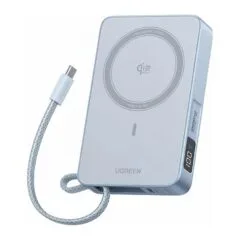 UGREEN PB773 MagFlow 10,000mAh 25W Magnetic Wireless Powerbank Qi2 integrated 30W USB-C fast charging cable MagSafe-compatible silver