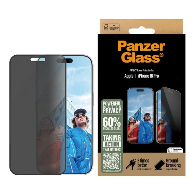 PanzerGlass ® 2-Way Privacy Screen Protector iPhone 16 Pro | Ultra-Wide Fit w. EasyAligner — image 2