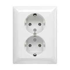 BUSCH JAEGER BJ 202 EUJ-914 SCHUKO® double socket. Full cover