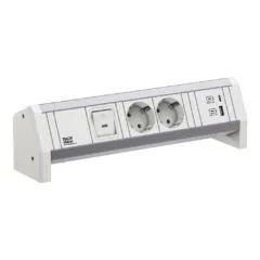 BACHMANN DESK 2xCEE7/3 1x switch 1xUSB A/C 22W GST18 RAL9010