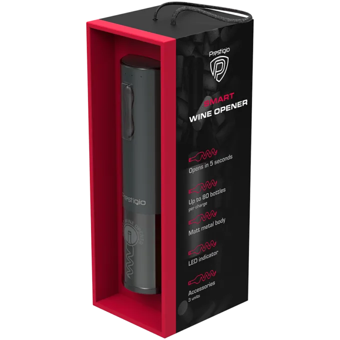 Bolsena, Electric wine opener with Prestigio Logo, aerator , vacuum preserver, Black color — image 6