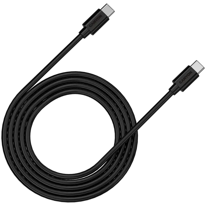 CANYON UC-12, cable 100W, 20V/ 5A, typeC to Type C, 2M with Emark, Power wire :20AWG*4C,Signal wires :28AWG*4C,OD4.5mm, PVC ,black — image 1