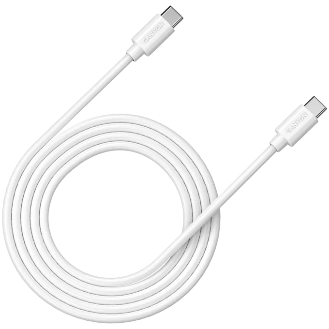 CANYON UC-12, cable 100W, 20V/ 5A, typeC to Type C, 2M with Emark, Power wire :20AWG*4C,Signal wires :28AWG*4C,OD4.5mm, PVC ,white — image 1