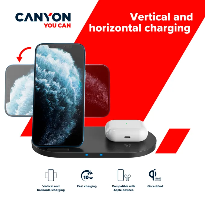 CANYON wireless charger WS-202 10W 2in1 Black — image 5