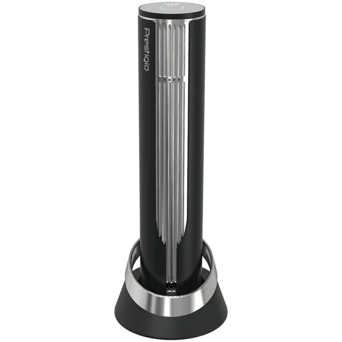 Prestigio Maggiore, smart wine opener, 100% automatic, opens up to 70 bottles without recharging, foil cutter included, premium design, 480mAh battery, Dimensions D 48*H228mm, black + silver color. — image 1