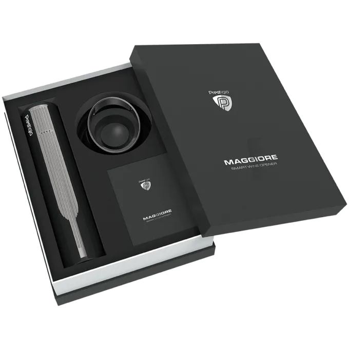 Prestigio Maggiore, smart wine opener, 100% automatic, opens up to 70 bottles without recharging, foil cutter included, premium design, 480mAh battery, Dimensions D 48*H228mm, black + silver color. — image 21