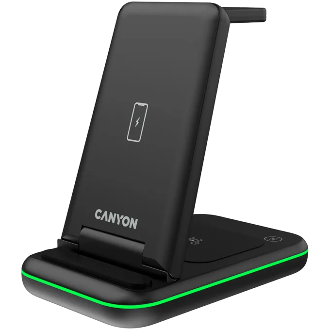 CANYON wireless charger WS-304 15W 3in1 UK Black — image 2