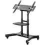 ONKRON Tilting Mobile TV Stand for 50'' – 83 Inch LCD LED OLED TV Screens & Touch Panels Rolling TV Cart on Wheels with Shelf, Black