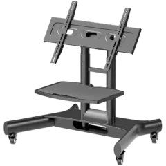 ONKRON Tilting Mobile TV Stand for 32'' – 70 Inch LCD LED OLED TV Screens & Touch Panels Rolling TV Cart on Wheels with Shelf, Black