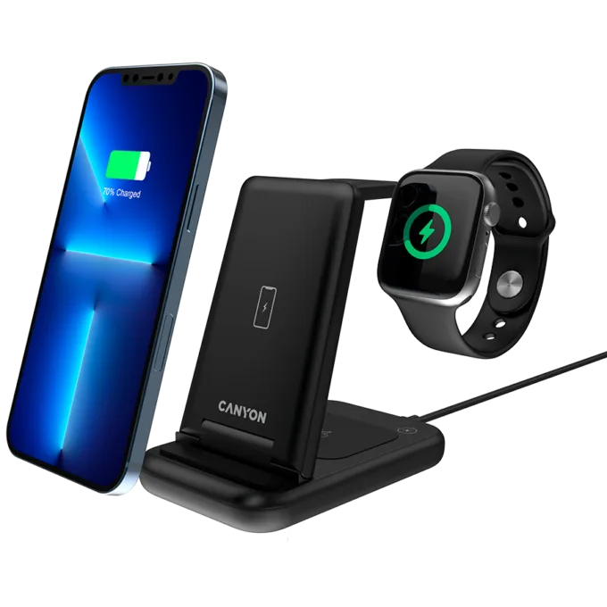 CANYON wireless charger WS-304 15W 3in1 Black — image 4