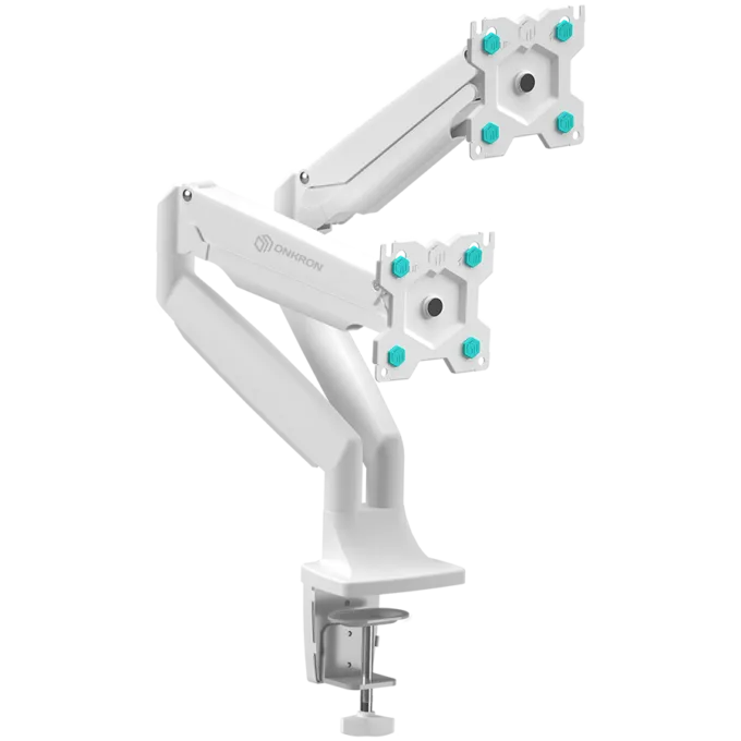 ONKRON Dual Monitor Desk Mount Stand for 13 to 32-Inch LCD LED Monitors up to 9 kg, White — image 1