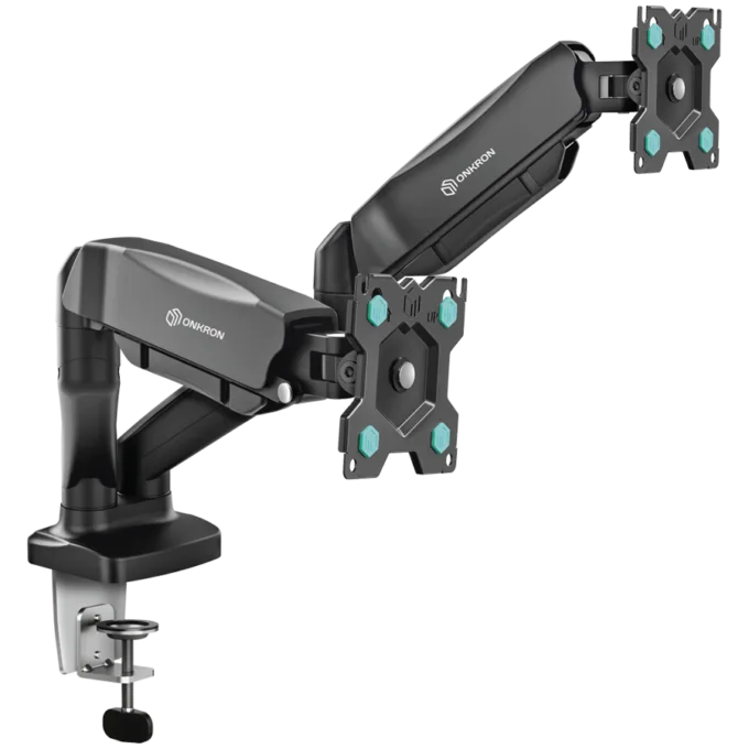 ONKRON Dual Monitor Desk Mount Stand for 13 to 32-Inch LCD LED Monitors up to 8 kg, Black — image 1