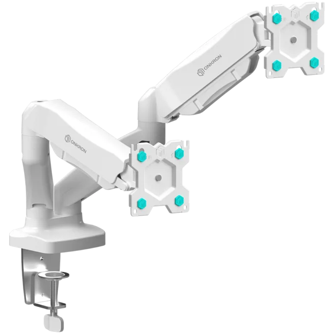 ONKRON Dual Monitor Desk Mount Stand for 13 to 32-Inch LCD LED Monitors up to 8 kg, White — image 1