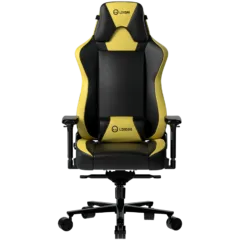 LORGAR Base 311, Gaming chair, PU eco-leather, 1.8 mm metal frame, multiblock mechanism, 4D armrests, 5 Star aluminium base, Class-4 gas lift, 75mm PU casters, Black + yellow