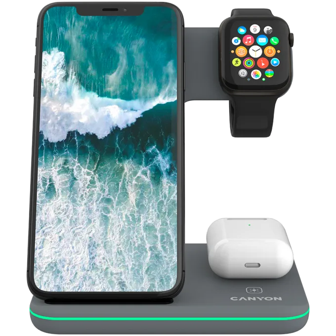 CANYON wireless charger WS-303 15W 3in1 Gray — image 4