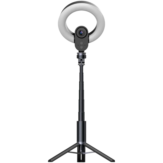 LORGAR Circulus 910, Streaming web camera, 5MP 2592X1944 max resolution, up to 60fps, 1/2.8", Sony STARVIS CMOS image sensor, full glass lens, 5.5'' built-in ring light (1700-14 000K), foldable tripod, auto focus, dual microphones with AI noise reduction, USB Type C, size: 470*133*115mm, 0.525kg, black+white — image 4