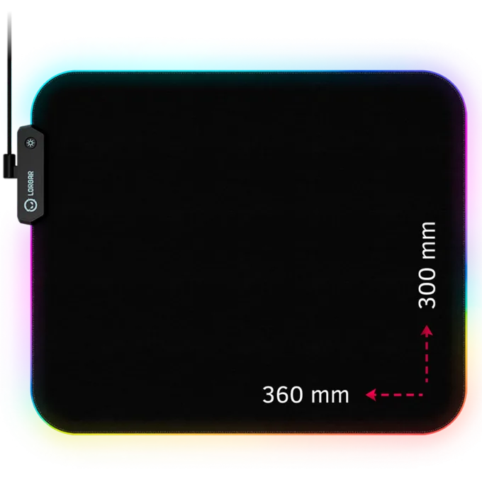 Lorgar Steller 913, Gaming mouse pad, High-speed surface, anti-slip rubber base, RGB backlight, USB connection, Lorgar WP Gameware support, size: 360mm x 300mm x 3mm, weight 0.250kg — image 1