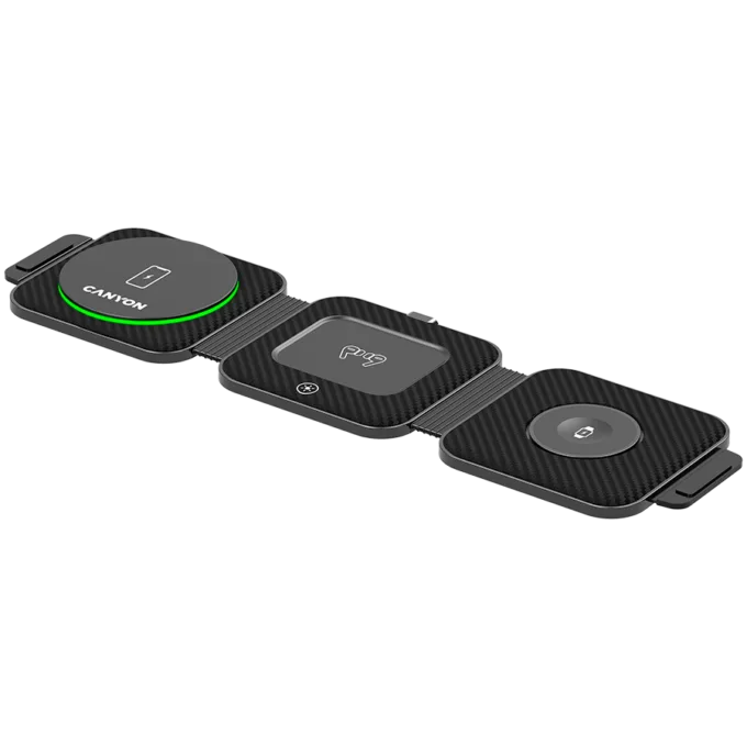 CANYON wireless charger WS-305 15W 3in1 Foldable Black — image 1