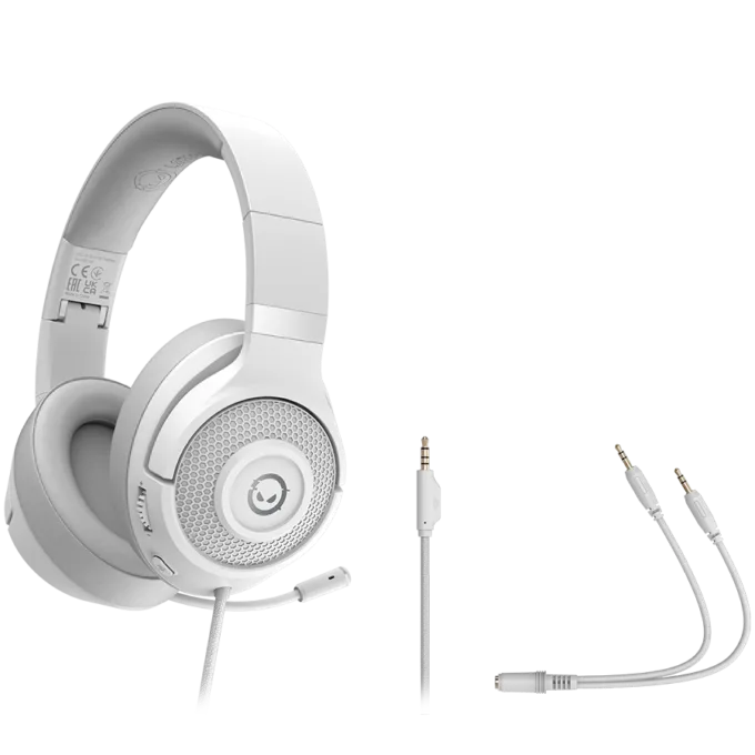 LORGAR Noah 101, Gaming headset with microphone, 3.5mm jack connection, cable length 2m, foldable design, PU leather ear pads, size: 185*195*80mm, 0.245kg, white — image 5