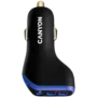 CANYON C-08, Universal 3xUSB car adapter, Input 12V-24V, Output DC USB-A 5V/2.4A(Max) + Type-C PD 18W, with Smart IC, Black+Purple with rubber coating, 71*39*26.2mm, 0.028kg