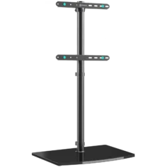 ONKRON Universal Floor TV Stand Tempered Glass Base for 30-60'' TVs up to 41 kg, Black