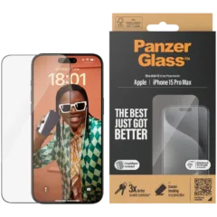 PanzerGlass® Screen Protector iPhone 15 Pro Max | Ultra-Wide Fit w. EasyAligner